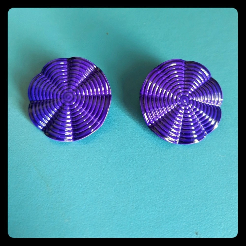 Vintage Purple Enamel Earrings